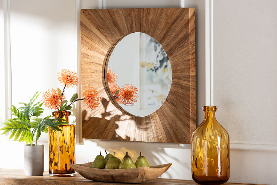 bali & pari Mosa Bohemian Pealed Grasscloth Accent Mirror