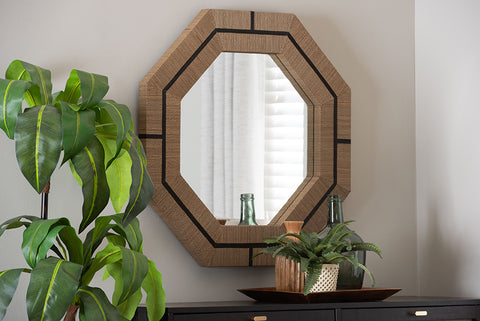 bali & pari Mirai Bohemian Woven Grasscloth Octagon Accent Mirror
