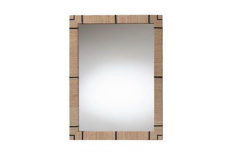 bali & pari Mirai Bohemian Woven Grasscloth Rectangle Accent Mirror