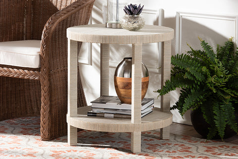 bali & pari Rocco Bohemian Woven Grasscloth End Table