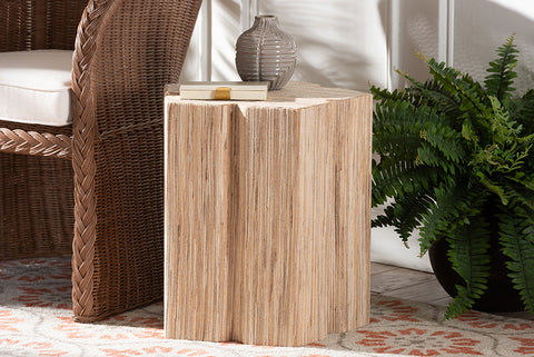 bali & pari Janeth Bohemian Woven Grasscloth End Table