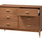Baxton Studio Mandolin Mid-Century Ash Walnut Wood 6-Drawer Dresser