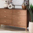 Baxton Studio Mandolin Mid-Century Ash Walnut Wood 6-Drawer Dresser
