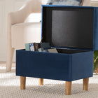 Baxton Studio Elias Modern Navy Blue Velvet Fabric Storage Ottoman