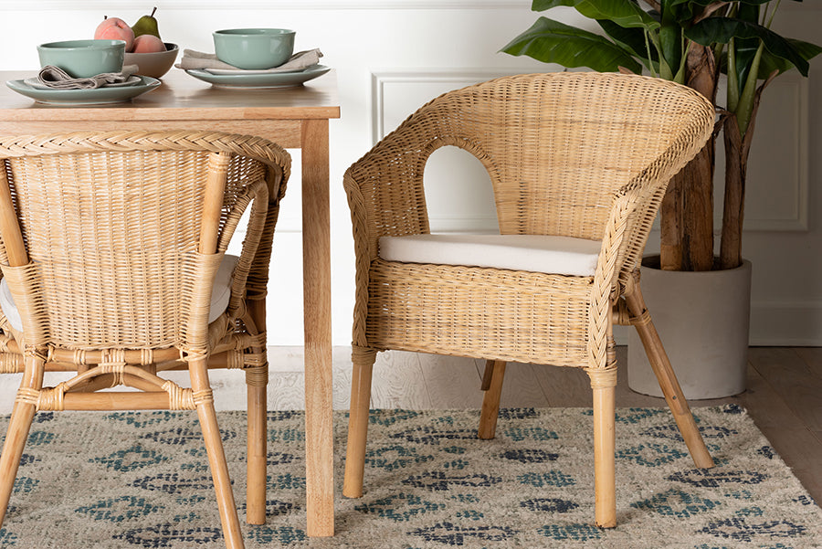 bali & pari Abbey Modern Bohemian Natural Rattan Dining Chair