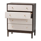 Baxton Studio Nikolai Mid-Century Beige Fabric and Wenge Brown Wood 4-Drawer Chest