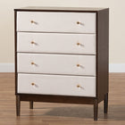 Baxton Studio Nikolai Mid-Century Beige Fabric and Wenge Brown Wood 4-Drawer Chest