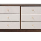 Baxton Studio Nikolai Mid-Century Beige Fabric and Wenge Brown Wood 6-Drawer Dresser
