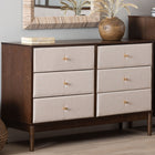 Baxton Studio Nikolai Mid-Century Beige Fabric and Wenge Brown Wood 6-Drawer Dresser