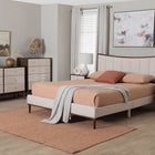 Baxton Studio Nikolai Mid-Century Channel Tufted Beige Fabric and Wenge Brown Wood 5-Piece Queen Bedroom Set