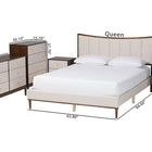 Baxton Studio Nikolai Mid-Century Channel Tufted Beige Fabric and Wenge Brown Wood 5-Piece Queen Bedroom Set