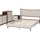 Baxton Studio Nikolai Mid-Century Channel Tufted Beige Fabric and Wenge Brown Wood 5-Piece Queen Bedroom Set