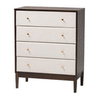 Baxton Studio Nikolai Mid-Century Channel Tufted Beige Fabric and Wenge Brown Wood 4-Piece Queen Bedroom Set