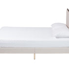 Baxton Studio Nikolai Mid-Century Channel Tufted Beige Fabric and Wenge Brown Wood Queen Bed