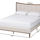 Baxton Studio Nikolai Mid-Century Channel Tufted Beige Fabric and Wenge Brown Wood Queen Bed