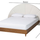 Baxton Studio Bernice Japandi Cream Boucle and Walnut Brown Wood Queen Bed