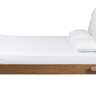 Baxton Studio Bernice Japandi Cream Boucle and Walnut Brown Wood Queen Bed