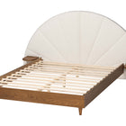 Baxton Studio Bernice Japandi Cream Boucle and Walnut Brown Wood King Bed