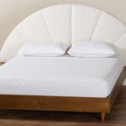 Baxton Studio Bernice Japandi Cream Boucle and Walnut Brown Wood King Bed