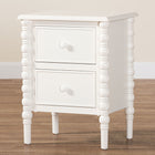 Baxton Studio Malinda Classic White Wood 2-Drawer End Table with Spindle Legs