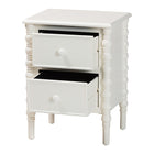 Baxton Studio Malinda Classic White Wood 2-Drawer End Table with Spindle Legs
