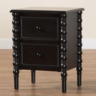 Baxton Studio Malinda Classic Black Wood 2-Drawer End Table with Spindle Legs