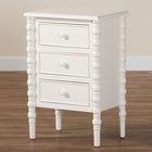 Baxton Studio Malinda Classic White Wood 3-Drawer End Table with Spindle Legs