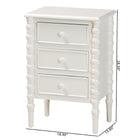 Baxton Studio Malinda Classic White Wood 3-Drawer End Table with Spindle Legs