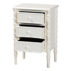 Baxton Studio Malinda Classic White Wood 3-Drawer End Table with Spindle Legs
