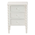 Baxton Studio Malinda Classic White Wood 3-Drawer End Table with Spindle Legs