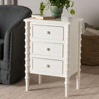Baxton Studio Malinda Classic White Wood 3-Drawer End Table with Spindle Legs