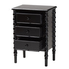 Baxton Studio Malinda Classic Black Wood 3-Drawer End Table with Spindle Legs