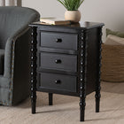 Baxton Studio Malinda Classic Black Wood 3-Drawer End Table with Spindle Legs
