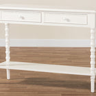 Baxton Studio Malinda Classic White Wood 2-Drawer Console Table with Spindle Legs