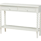 Baxton Studio Malinda Classic White Wood 2-Drawer Console Table with Spindle Legs
