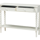 Baxton Studio Malinda Classic White Wood 2-Drawer Console Table with Spindle Legs