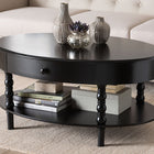 Baxton Studio Malinda Classic Black Wood 1-Drawer Coffee Table with Spindle Legs