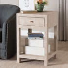 Baxton Studio Dansby Modern Beige Faux Shagreen 1-Drawer End Table