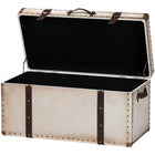 Baxton Studio Nevio Vintage Weathered White Canvas Storage Trunk