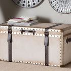 Baxton Studio Nevio Vintage Weathered White Canvas Storage Trunk