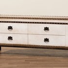 Baxton Studio Heaton Vintage Weathered White Canvas 4-Drawer Storage Bench