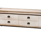 Baxton Studio Heaton Vintage Weathered White Canvas 4-Drawer Storage Bench
