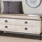 Baxton Studio Heaton Vintage Weathered White Canvas 4-Drawer Storage Bench