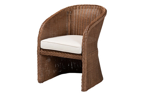 bali & pari Memphis Bohemian Peanut Brown Braided Rattan Arm Chair
