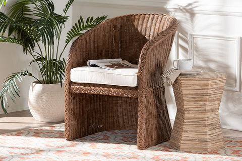 bali & pari Memphis Bohemian Peanut Brown Braided Rattan Arm Chair