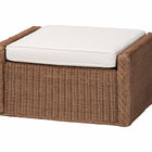bali & pari Derris Bohemian Peanut Brown Braided Rattan Footstool