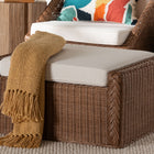 bali & pari Derris Bohemian Peanut Brown Braided Rattan Footstool