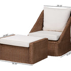 bali & pari Derris Bohemian Peanut Brown Braided Rattan 2-Piece Arm Chair and Footstool Set