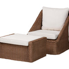 bali & pari Derris Bohemian Peanut Brown Braided Rattan 2-Piece Arm Chair and Footstool Set