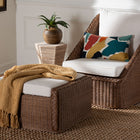 bali & pari Derris Bohemian Peanut Brown Braided Rattan 2-Piece Arm Chair and Footstool Set